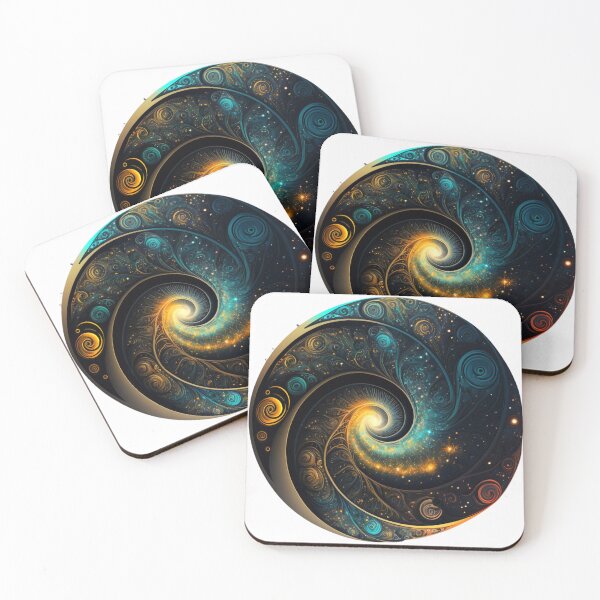 Item preview, Cosmic Golden Spiral Galaxy in Teal designed and sold by RAGANADesign.