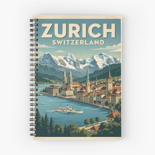 Item preview, Vintage Zurich Switzerland Travel Poster designed and sold by Ar0undTheW0rld.