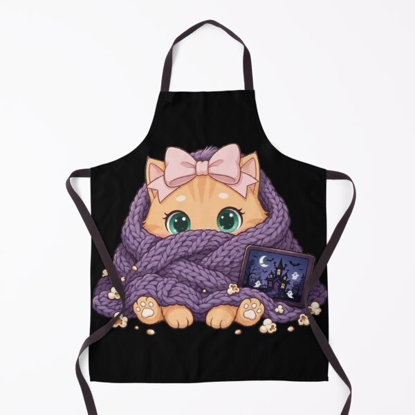 Item preview, Cute Cozy Blanket Cat Popcorn Movie Night designed and sold by Moody Vibes Studio.
