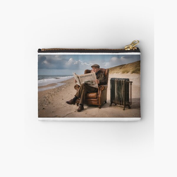 Item preview, Elderly gentleman in a armchair on the beach, reading Aalborg Stiftstidende designed and sold by Per-Madsen.