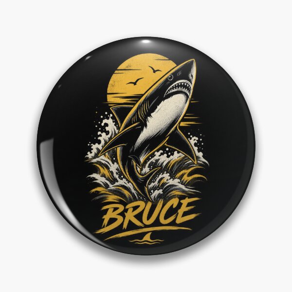 Item preview, Bruce Great White Shark Ocean Sunset Breaching Wave Art designed and sold by Shakhbata-1.