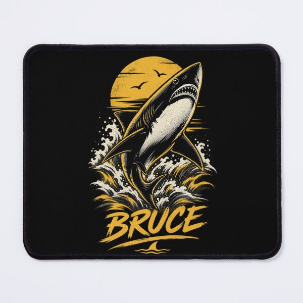 Item preview, Bruce Great White Shark Ocean Sunset Breaching Wave Art designed and sold by Shakhbata-1.