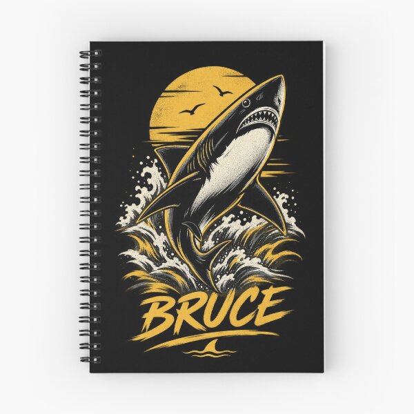 Item preview, Bruce Great White Shark Ocean Sunset Breaching Wave Art designed and sold by Shakhbata-1.