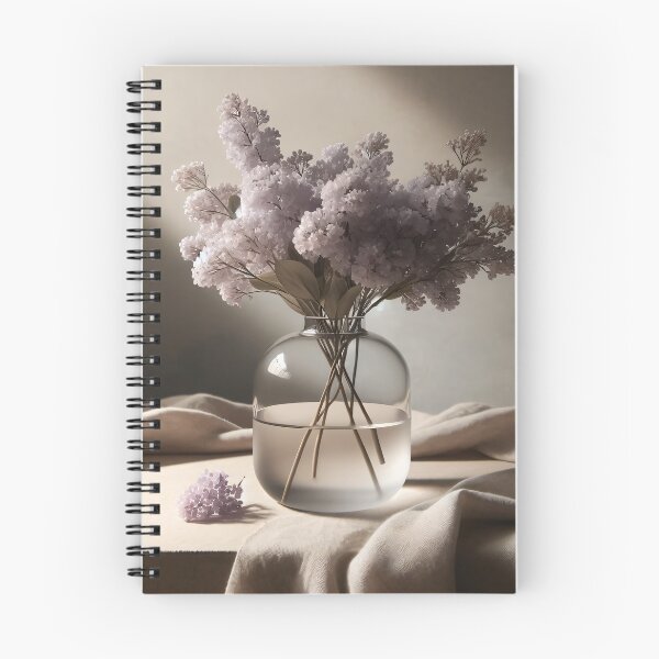 Item preview, Lilac Flowers in Glass Vase, Soft Neutral Floral Still Life designed and sold by NarjaShop.