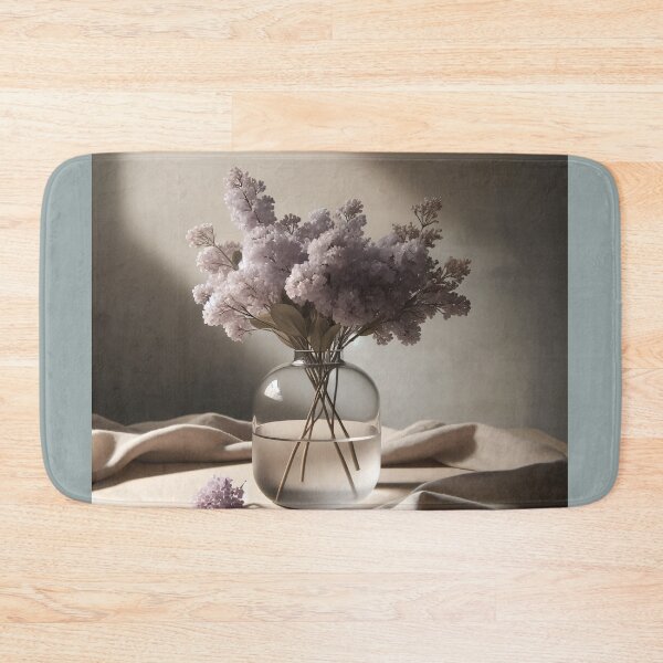Item preview, Lilac Flowers in Glass Vase, Soft Neutral Floral Still Life designed and sold by NarjaShop.