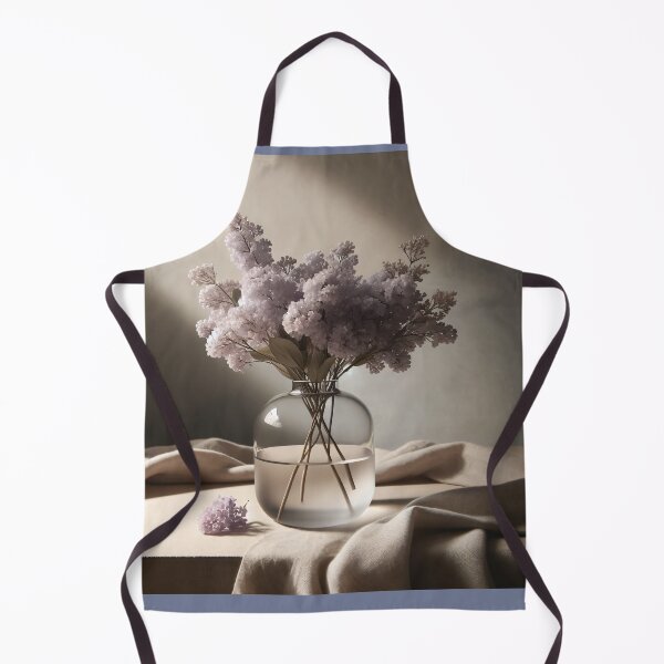Item preview, Lilac Flowers in Glass Vase, Soft Neutral Floral Still Life designed and sold by NarjaShop.