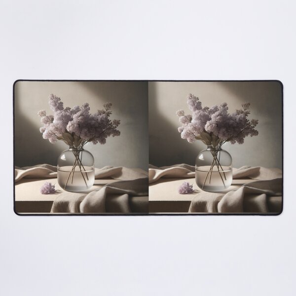 Item preview, Lilac Flowers in Glass Vase, Soft Neutral Floral Still Life designed and sold by NarjaShop.