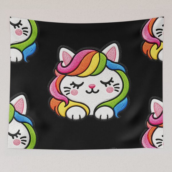 Item preview, Rainbow Cat Embroidery Patch Illustration designed and sold by ColorSplash123.