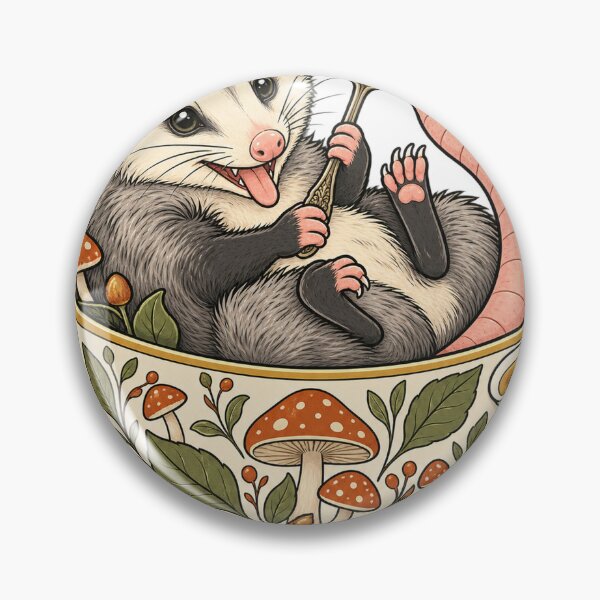 Item preview, Cheeky opossum in a mushroom cup designed and sold by CalipZO.