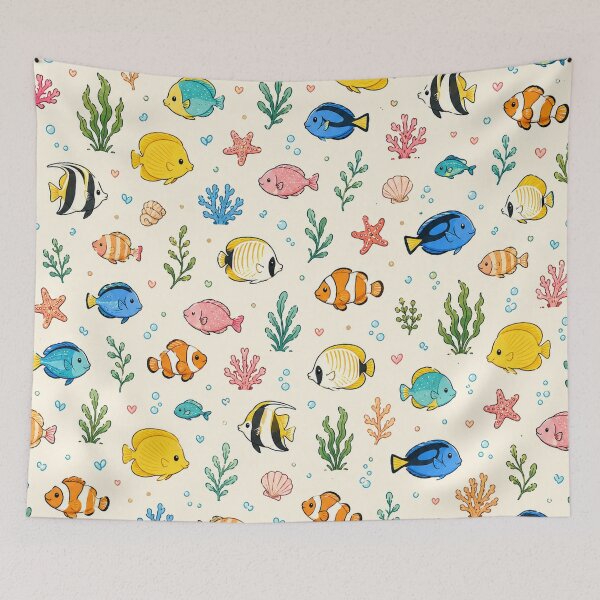 Item preview, Tiny Tropical Fish Cute Underwater Ocean Pattern designed and sold by RJACreative.