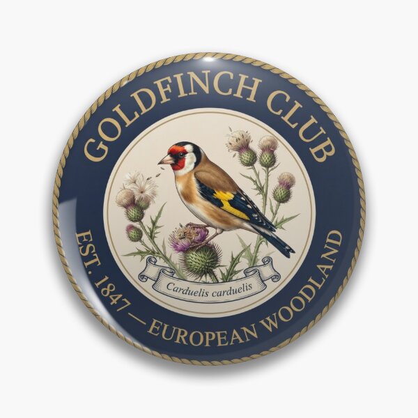 Item preview, Goldfinch Club Vintage Badge European Garden Bird designed and sold by CalmCapy Co.