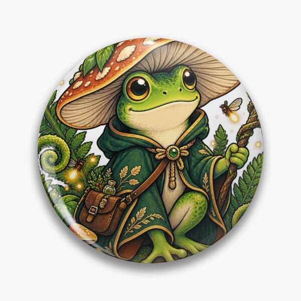 Item preview, Frog wizard with magic mushroom hat designed and sold by CalipZO.
