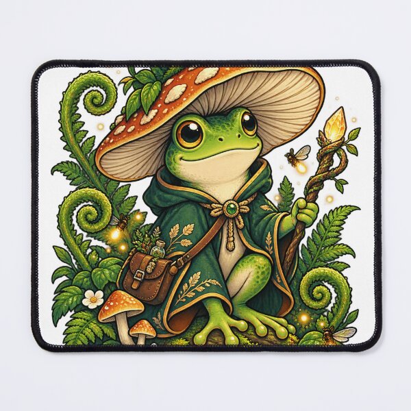 Item preview, Frog wizard with magic mushroom hat designed and sold by CalipZO.