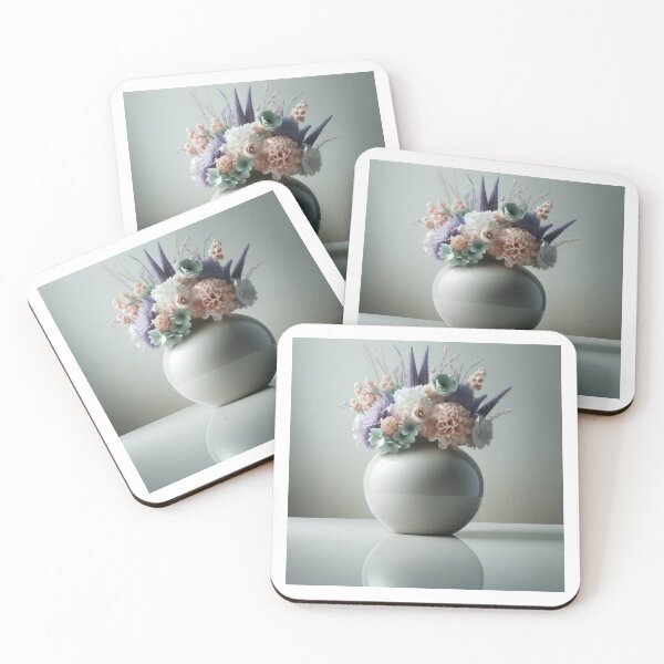 Item preview, Pastel Flower Bouquet in White Vase, Soft Modern Floral Still Life designed and sold by NarjaShop.