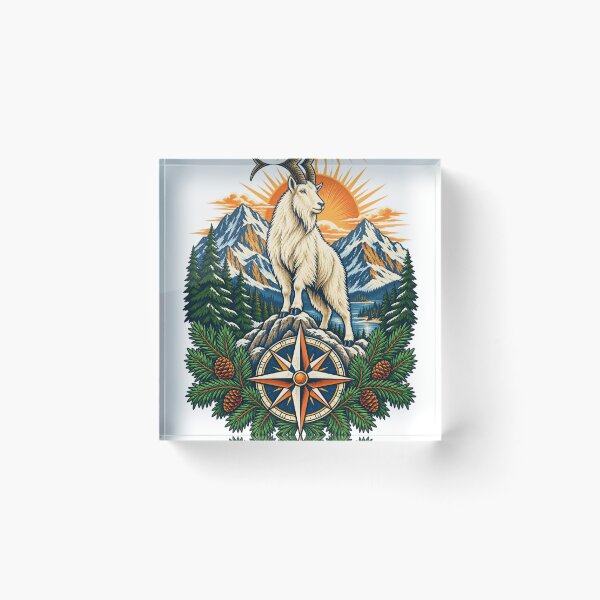 Item preview, Mountain goat above compass designed and sold by CalipZO.