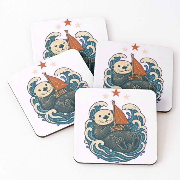 Item preview, Sea otter with small leaf sailboat designed and sold by CalipZO.