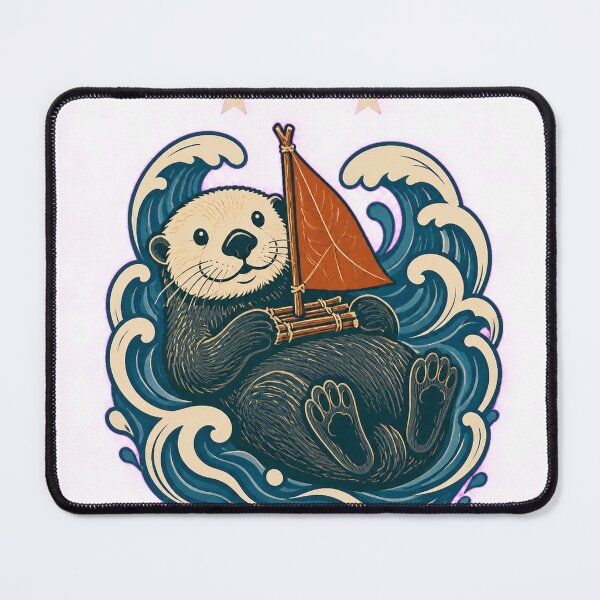 Item preview, Sea otter with small leaf sailboat designed and sold by CalipZO.