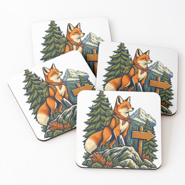 Item preview, Hiking fox on the mountain trail designed and sold by CalipZO.