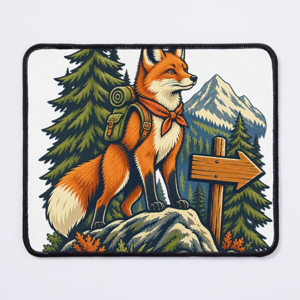 Item preview, Hiking fox on the mountain trail designed and sold by CalipZO.