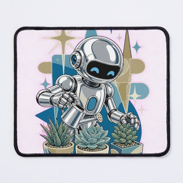 Item preview, Retro robot tends to succulents designed and sold by CalipZO.
