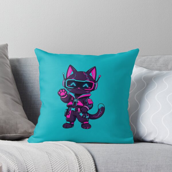 Item preview, Cyberpunk Cat with Neon Goggles - Techwear Gamer Cyber Kitty Art designed and sold by Knacky Print.