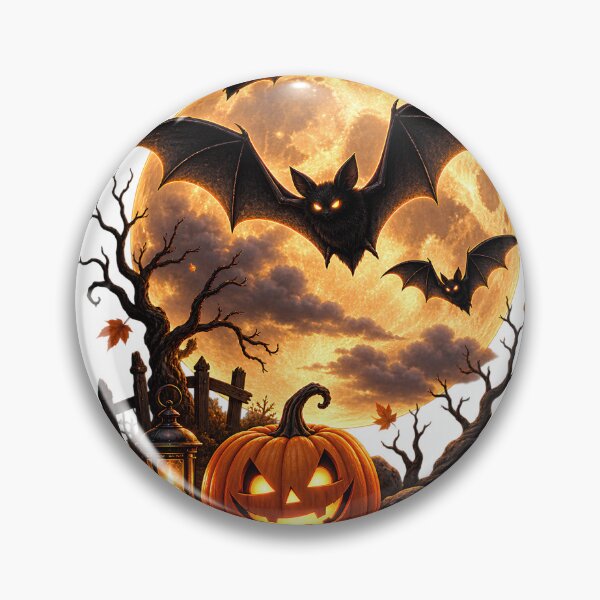Item preview, Halloween Night | Glowing Moon Bats & Pumpkin Design designed and sold by CalmMandala.