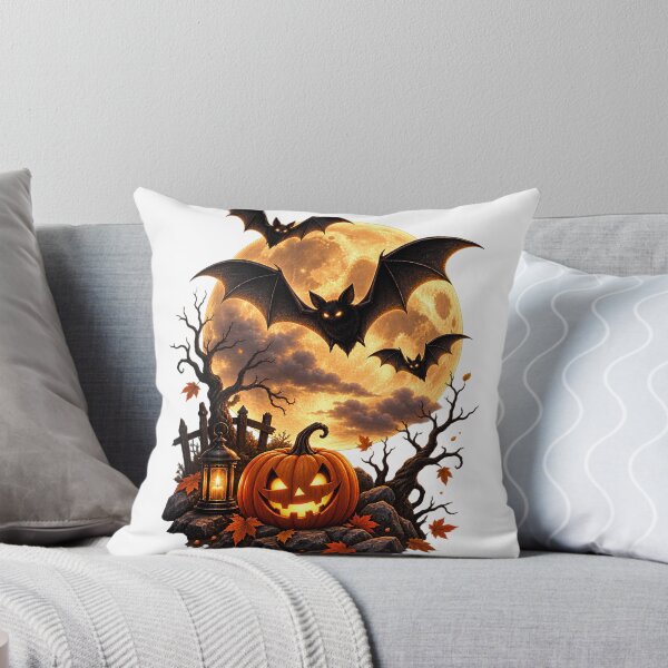 Item preview, Halloween Night | Glowing Moon Bats & Pumpkin Design designed and sold by CalmMandala.