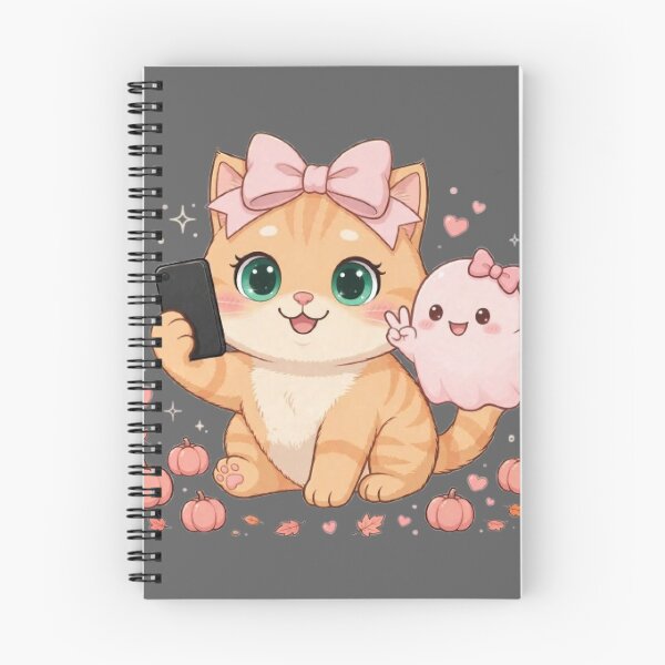 Item preview, Cute Selfie Cat Ghost Bestie Pink Pumpkins designed and sold by Luna's World .