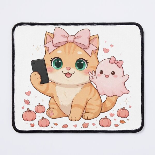 Item preview, Cute Selfie Cat Ghost Bestie Pink Pumpkins designed and sold by Moody Vibes Studio.