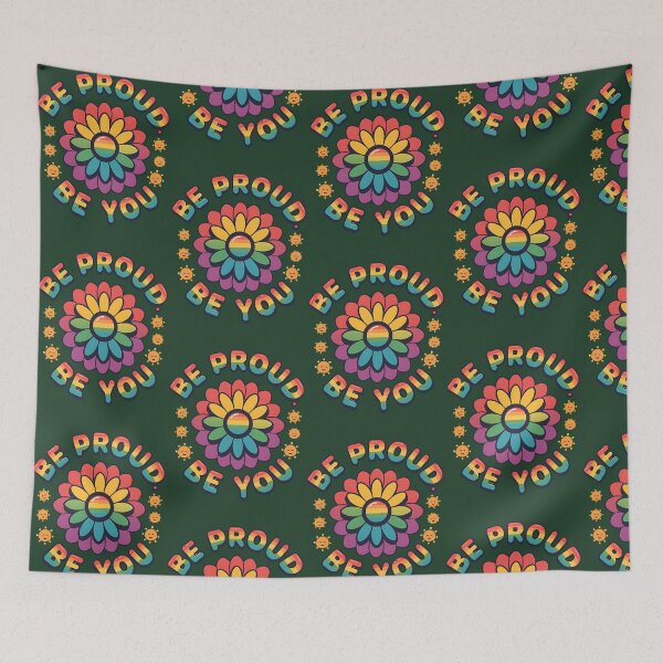 Item preview, Be Proud Be You Retro Rainbow Flower Pride Quote 423 designed and sold by AvocadoShopp.