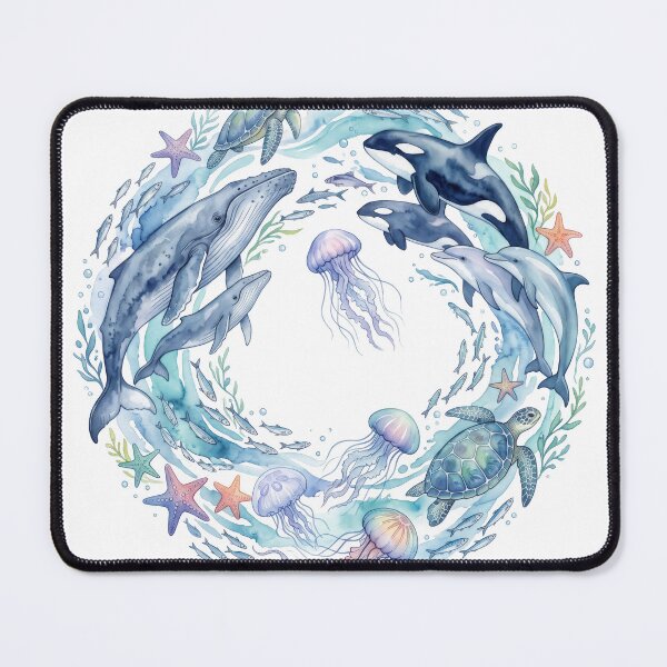 Item preview, Watercolor Sea Life & Ocean Animals Wreath Design designed and sold by seven things shop.