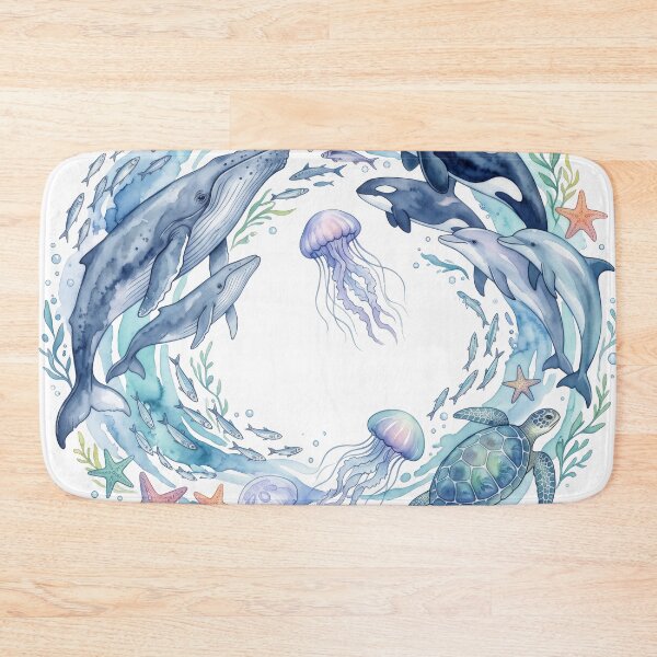 Item preview, Watercolor Sea Life & Ocean Animals Wreath Design designed and sold by seven things shop.