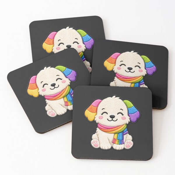 Item preview, Rainbow Puppy Embroidery Patch Illustration designed and sold by ColorSplash123.