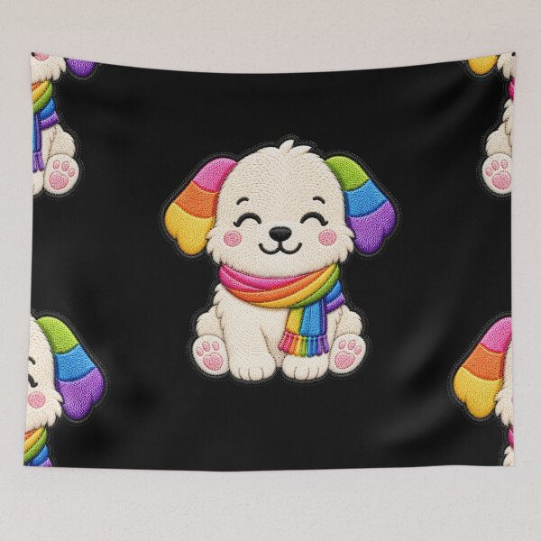 Item preview, Rainbow Puppy Embroidery Patch Illustration designed and sold by ColorSplash123.