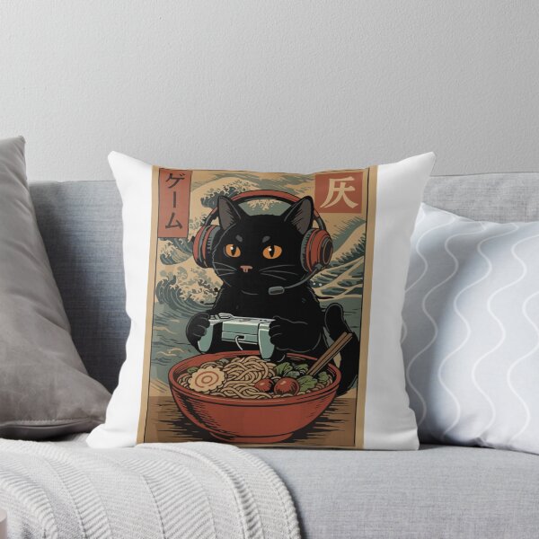 Item preview, Black Cat Gamer Ramen Anime Men Women Video Game Humor designed and sold by MercerFran.