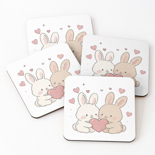 Item preview, Cute Bunny Couple Holding Heart Bunny Lovers designed and sold by Rehnair.