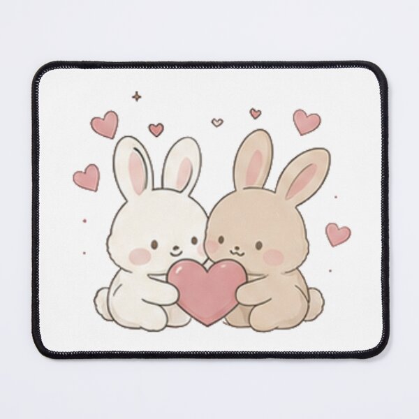 Item preview, Cute Bunny Couple Holding Heart Bunny Lovers designed and sold by Rehnair.
