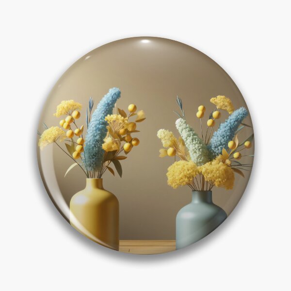 Item preview, Yellow and Blue Flower Vases, Colorful Modern Floral Still Life designed and sold by NarjaShop.