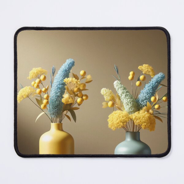 Item preview, Yellow and Blue Flower Vases, Colorful Modern Floral Still Life designed and sold by NarjaShop.