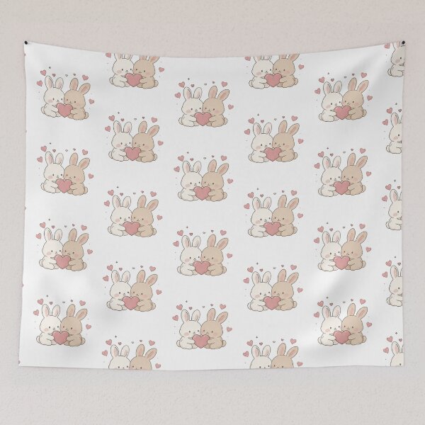 Item preview, Cute Bunny Couple Holding Heart Bunny Lovers designed and sold by Rehnair.