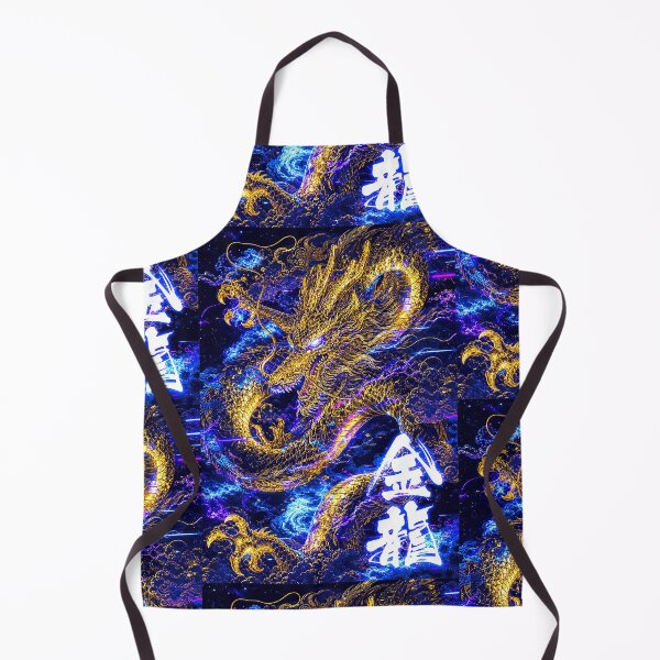 Item preview, Golden Japanese Dragon – Cyberpunk Ukiyo-e Neon Art designed and sold by RhymeArc.