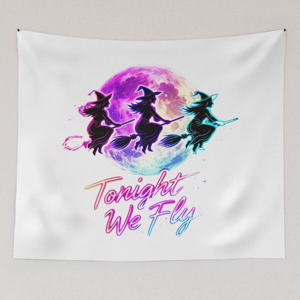 Item preview, Neon Flying Witches "Tonight We Fly" | Retro Glow Halloween Design designed and sold by MOCH- ART.