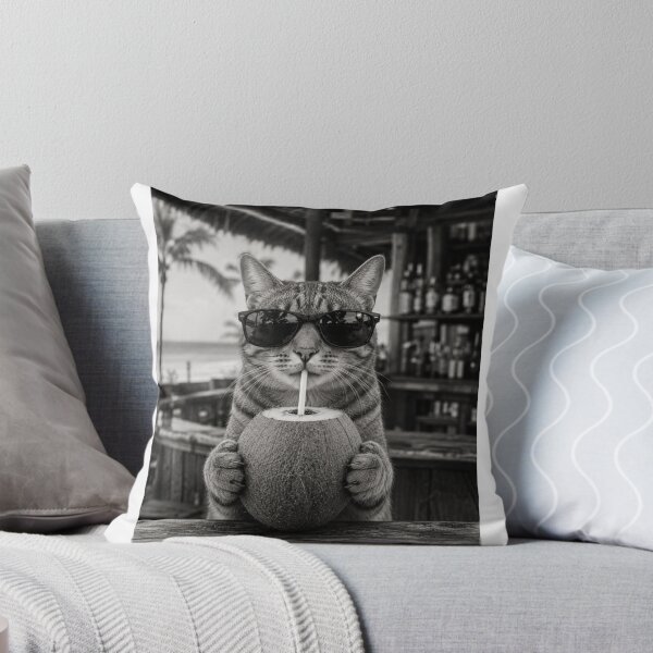 Item preview, Cat with Sunglasses and Coconut Drink Performance Funny Cute designed and sold by MercerFran.