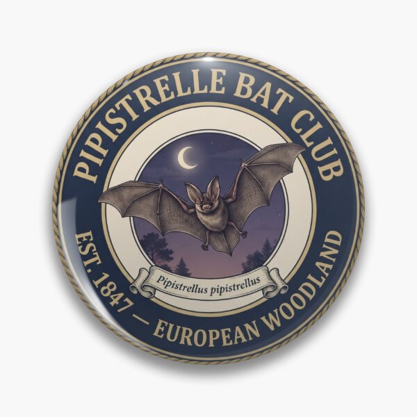Item preview, Pipistrelle Bat Club Vintage Badge Night Wildlife designed and sold by CalmCapy Co.