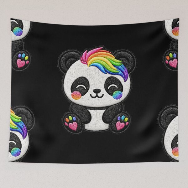 Item preview, Rainbow Panda Embroidery Patch Illustration designed and sold by ColorSplash123.