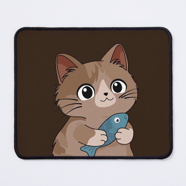 Item preview, Cute Kitten Cuddling Her Fish - Kawaii Illustration designed and sold by LudmylArt.