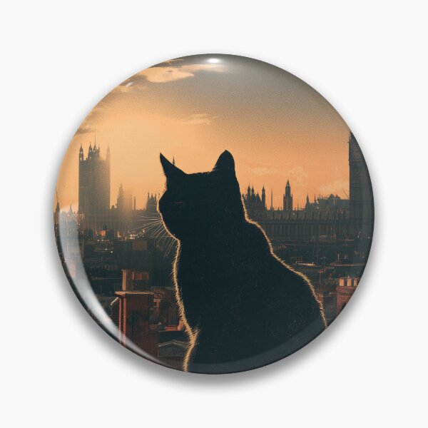 Item preview, London at Twilight – Black Cat, Big Ben & City Skyline Vintage Travel Poster designed and sold by ROD.