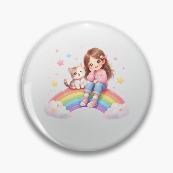 Item preview, Cute Girl and Cat Rainbow designed and sold by naragon4289.