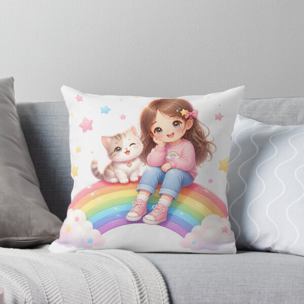 Item preview, Cute Girl and Cat Rainbow designed and sold by naragon4289.