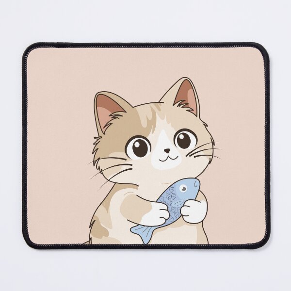 Item preview, Cute Kitten Cuddling Her Fish - Kawaii Illustration designed and sold by LudmylArt.